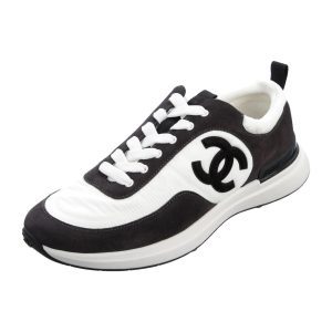 CHANEL CC CALFSKIN SUEDE & NYLON SNEAKERS