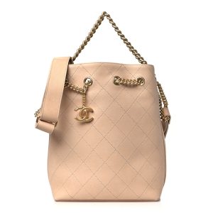 CHANEL PARIS ROME ON MY SHOULDER QUILTED CALFSKIN BUCKET BAG