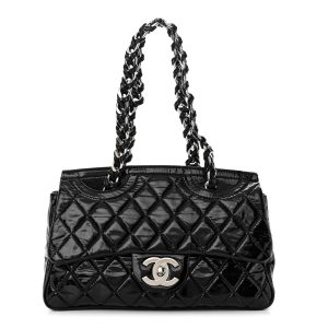 CHANEL QUILTED PATENT LEATHER DAY GLO FLAP BAG