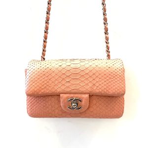 CHANEL PYTHON MINI FLAP BAG IN BUBBLEGUM PINK