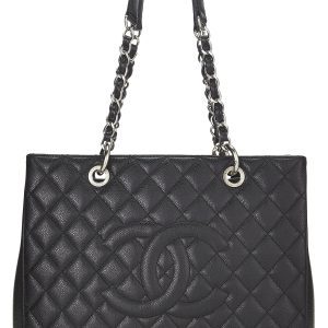 CHANEL QUILTED CAVIAR GRAND SHOPPING TOTE BAG GST