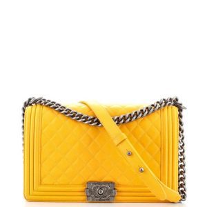 CHANEL QUILTED CALFSKIN LEATHER MEDIUM BOY BAG-HS