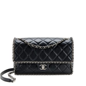 CHANEL QUILTED CRUMPLED LAMBSKIN RUNNING CHAIN FLAP JUMBO BAG
