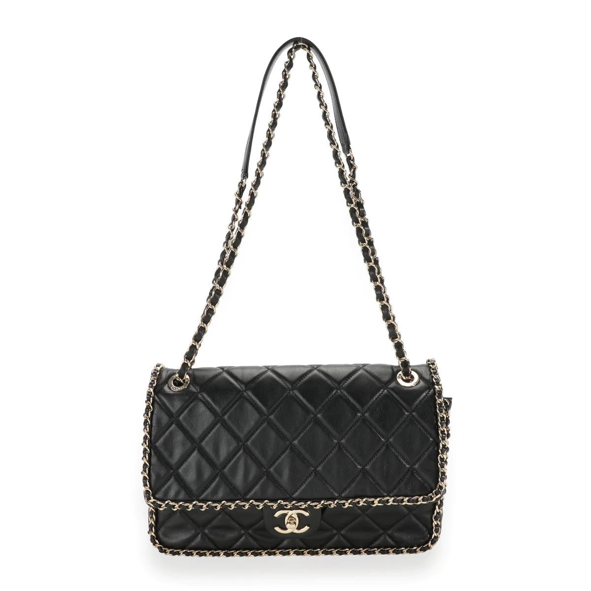 CHANEL QUILTED CRUMPLED LAMBSKIN RUNNING CHAIN FLAP JUMBO BAG - Image 4