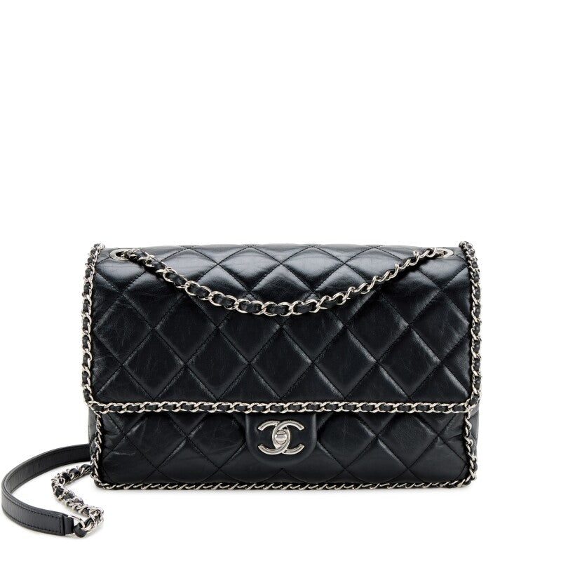 CHANEL QUILTED CRUMPLED LAMBSKIN RUNNING CHAIN FLAP JUMBO BAG