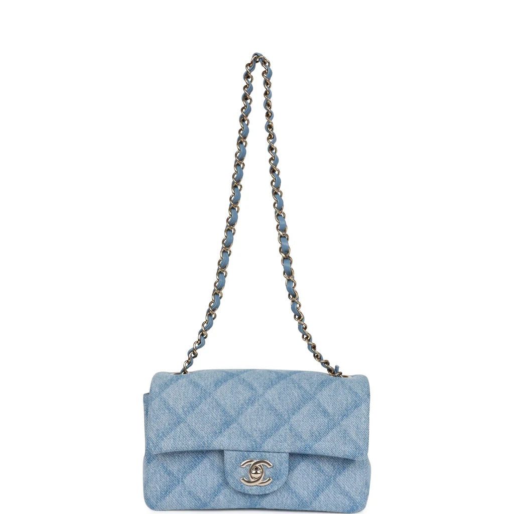 CHANEL QUILTED DENIM MEDIUM CLASSIC DOUBLE FLAP BAG - Image 3