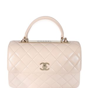 CHANEL QUILTED LAMBSKIN SMALL TRENDY CC HANDLE FLAP BAG PALE PINK
