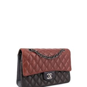 CHANEL QUILTED LAMBSKIN TRICOLOR CLASSIC DOUBLE FLAP BAG MEDIUM