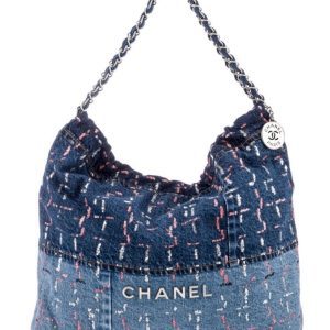 CHANEL DENIM SEQUIN 22 HOBO BAG