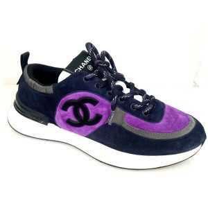 CHANEL CC SUEDE CALFSKIN SNEAKERS