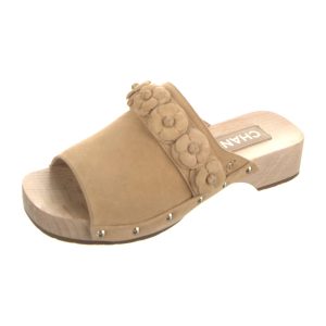 CHANEL CALFSKIN SUEDE CAMELLIA MULES CLOGS