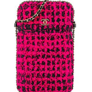 CHANEL CC TWEED PHONE CASE CHAIN BAG