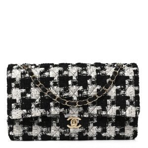 CHANEL QUILTED TWEED MEDIUM DOUBLE FLAP BAG