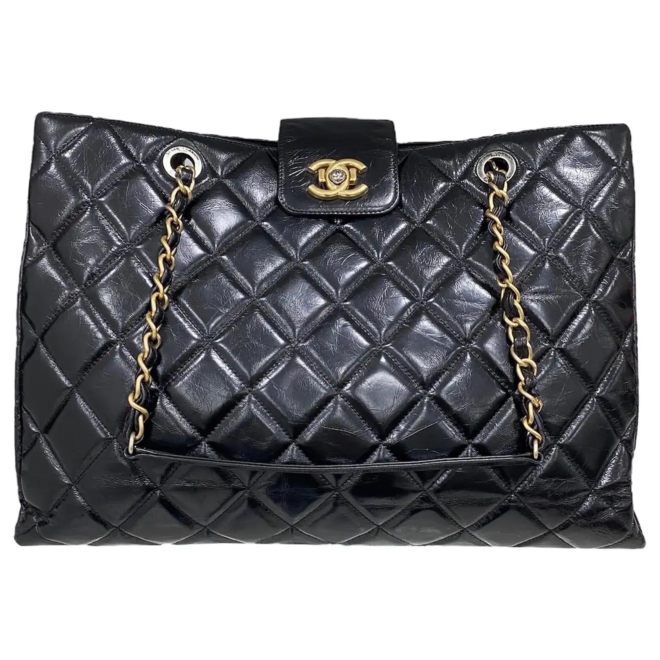 CHANEL CC QUILTED LAMBSKIN TOTE BAG - Image 2