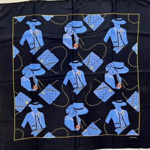CHANEL COCO VINTAGE PORTRAIT SILHOUETTE SILK SCARF