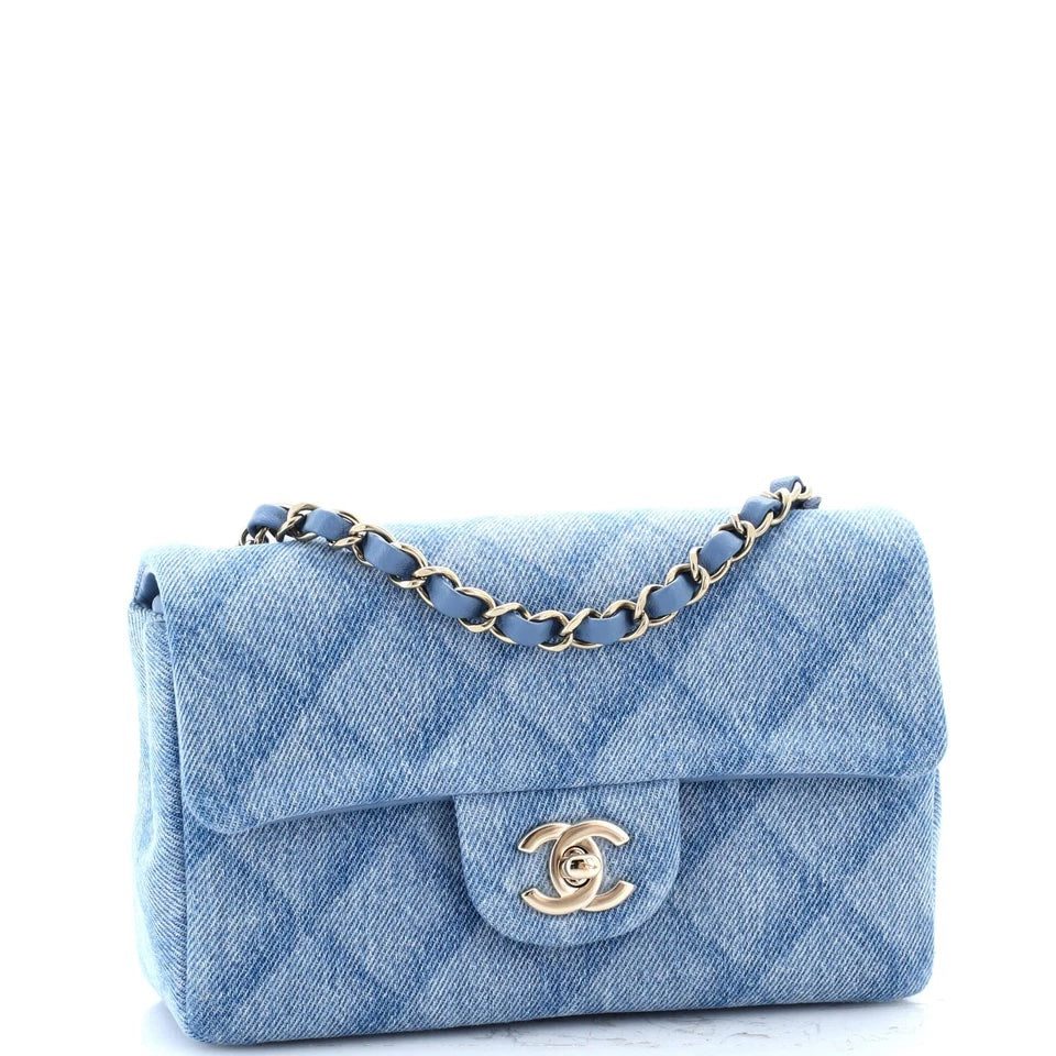 CHANEL QUILTED DENIM MEDIUM CLASSIC DOUBLE FLAP BAG - Image 2