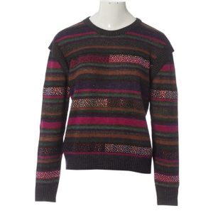 CHANEL 12A STRIPED BEADED STRASS OVERSIZED WOOL RUNWAY AWEATER