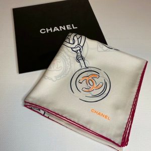 Chanel Logo Print Silk Scarf