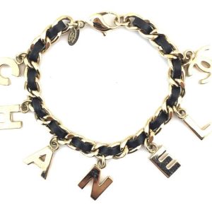 CHANEL CC LOGO LETTERING CHARM BRACELET
