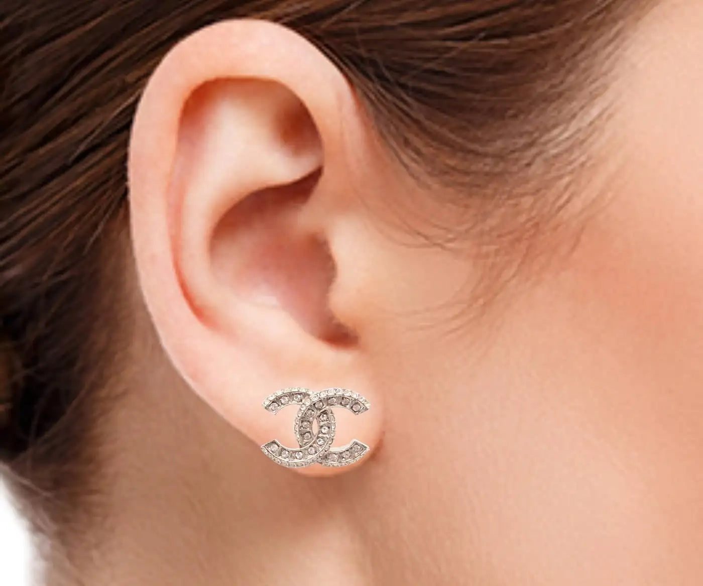 CHANEL CC CRYSTAL STUD EARRINGS - Image 3
