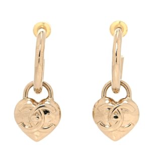 CHANEL CC HEART TURNLOCK DROP EARRINGS