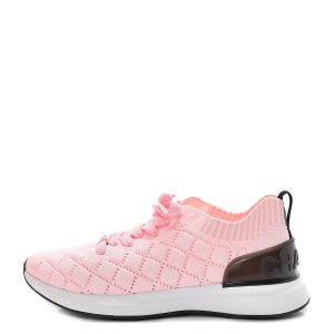 CHANEL PINK KNIT FABRIC CC LOW TOP SNEAKERS