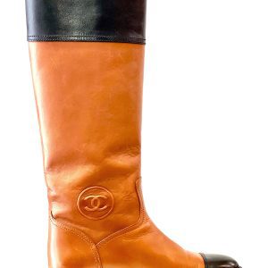 CHANEL CC LEATHER KNEE HIGH RIDING BOOTS