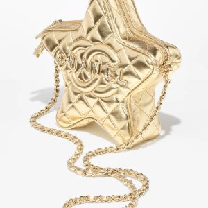 CHANEL CC METALLIC LAMBSKIN QUILTED WALK OF FAME STAR BAG