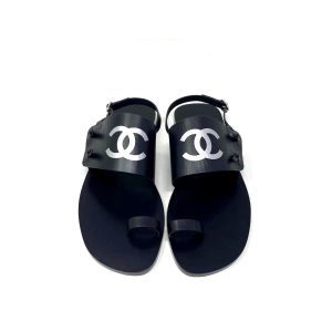 CHANEL CC THONG SLINGBACK SANDALS