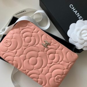 Chanel Camellia Embossed O Case-Pochette