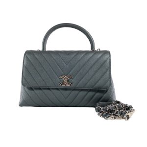 CHANEL CAVIAR METALLIC GRAPHITE MEDIUM COCO HANDBAG