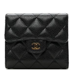 CHANEL CAVIAR QUILTED CC CLASSIC TRI-FOLD WALLET