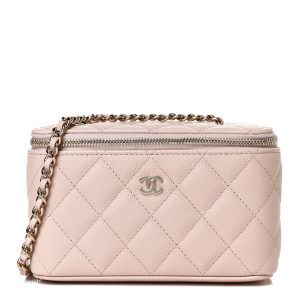 CHANEL CAVIAR QUILTED SMALL VANITY CASE WITH CHAIN