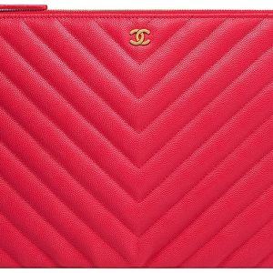 CHANEL CHEVRON QUILTED CAVIAR LAMBSKIN O CASE WITH CHARM