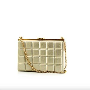 CHANEL CHOCO BAR METALLIC GOLD LEATHER SHOULDER BAG