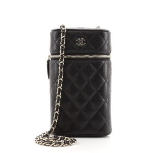 CHANEL Classic Vanity Phone Holder with Chain Quilted Caviar