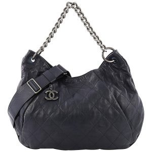 CHANEL COCO PLEATS QUILTED CALFSKIN LARGE HOBO BAG