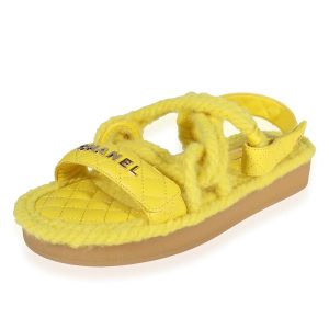 CHANEL QUILTED LOGO CORD & LAMBSKIN SANDALS