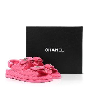 CHANEL KNIT FABRIC VELCRO DAD SANDLAS