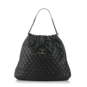 CHANEL GLAZED CAVIAR LEATHER QUILTED LARGE ELASTIC SHOULDER BAG