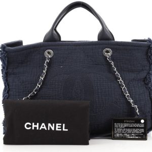 CHANEL Double Face Deauville Tote Fringe Quilted Canvas