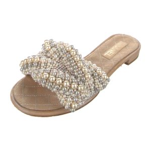 CHANEL FAUX PEARL FLAT MULES