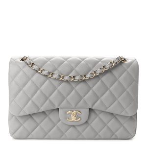 CHANEL CLASSIC  QUILTED CAVIAR JUMBO DOUBLE FLAP BAG