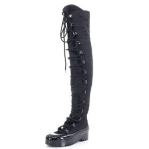 CHANEL CC LACE-UP KNEE HIGH SNOW BOOTS