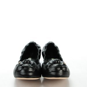 CHANEL LAMBSKIN CC CAMELLIA ELASTIC FLAT BALLERINA SHOES