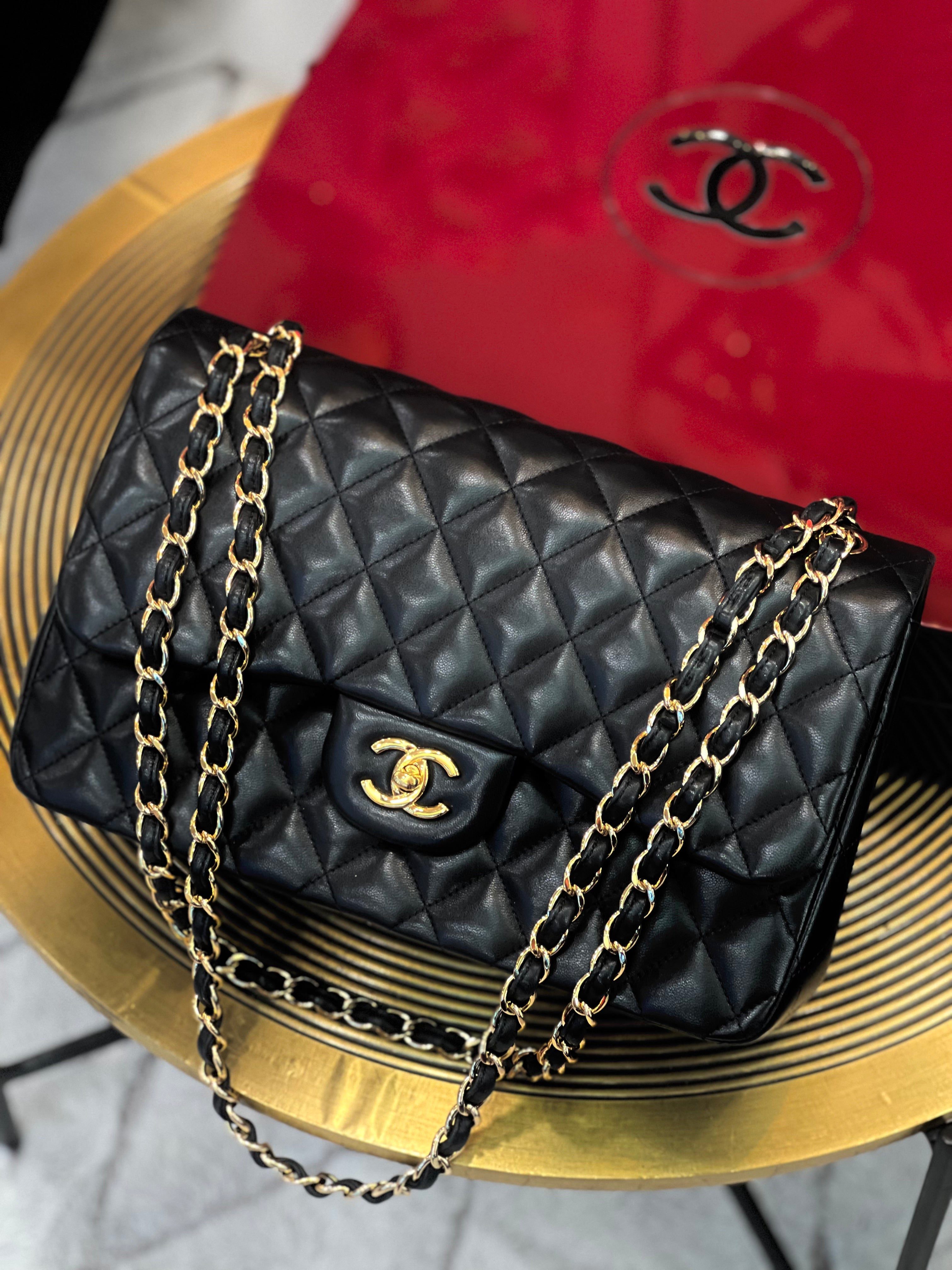 CHANEL QUILTED LAMBSKIN DOUBLE FLAP JUMBO BAG - Image 2