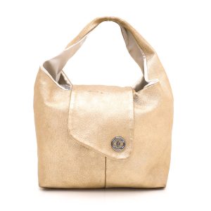 CHANEL CC METALLIC GOLD LAMBSKIN LEATHER HOBO BAG