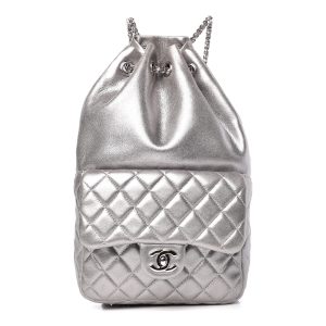 Chanel Quilted Metallic Silver Seoul Backpack