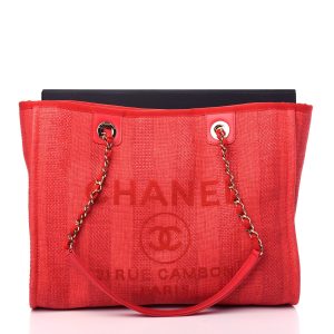 CHANEL Mixed Fibers Striped Deauville Tote