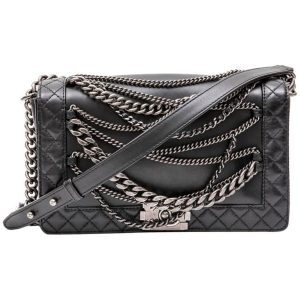 CHANEL 'Multi Chains' Boy Bag in Black Lambskin